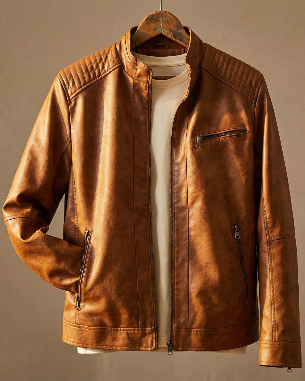 Men's Casual Jacket with Quilted Accents and Zip Closure - 1 - Stylewhipped