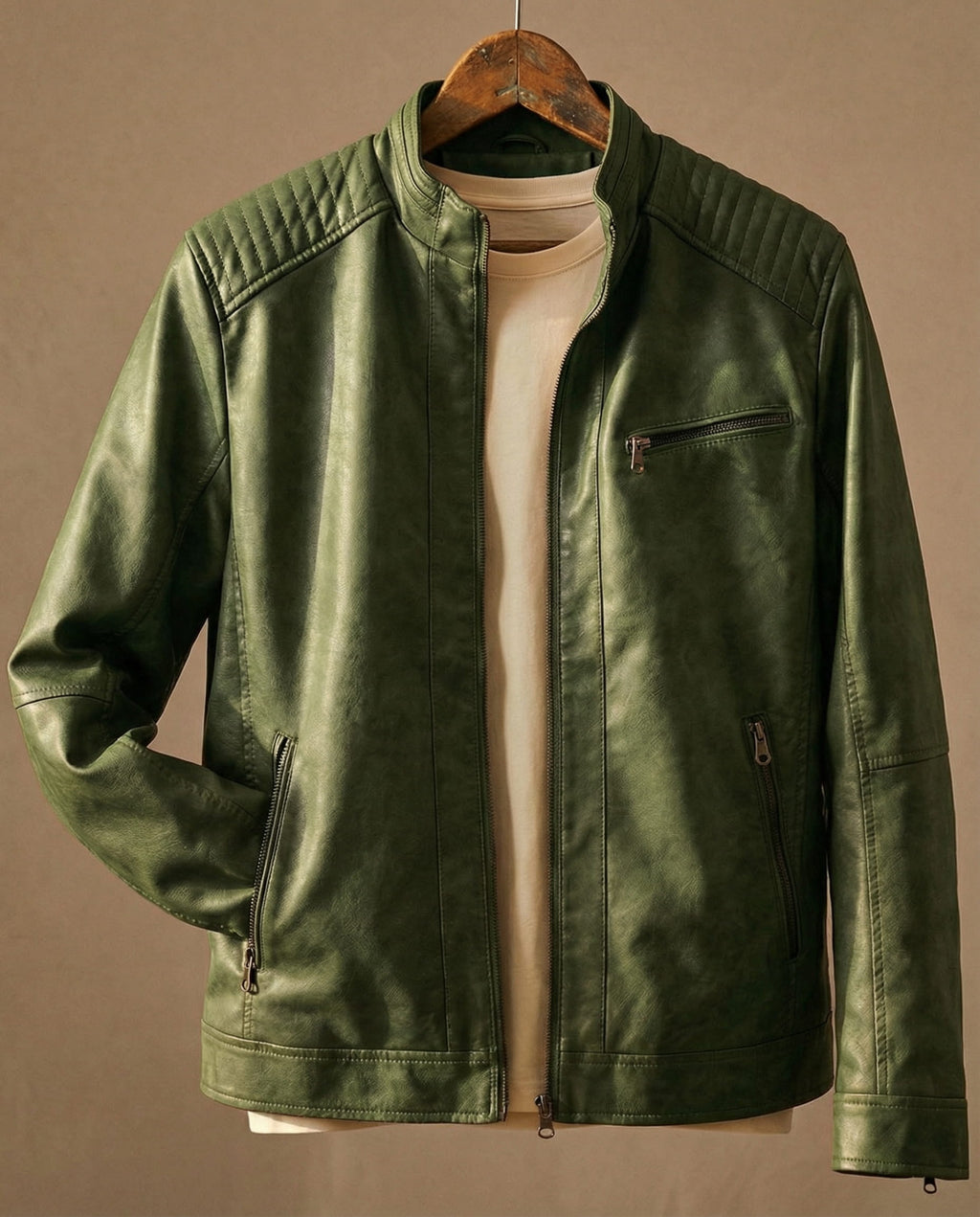 Men's Casual Jacket with Quilted Accents and Zip Closure - 2 - Stylewhipped
