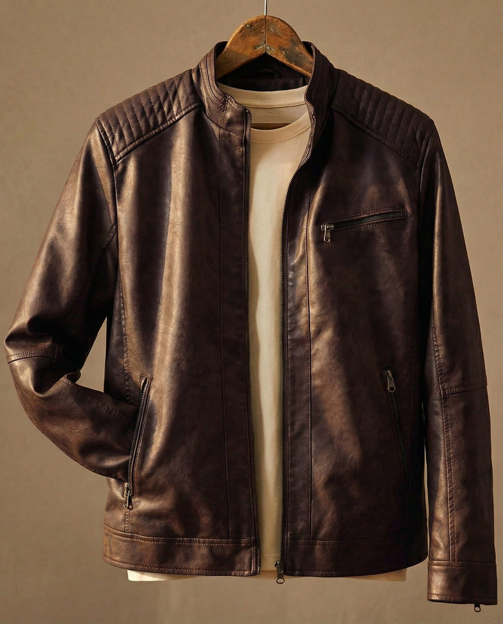 Men's Casual Jacket with Quilted Accents and Zip Closure - 3 - Stylewhipped