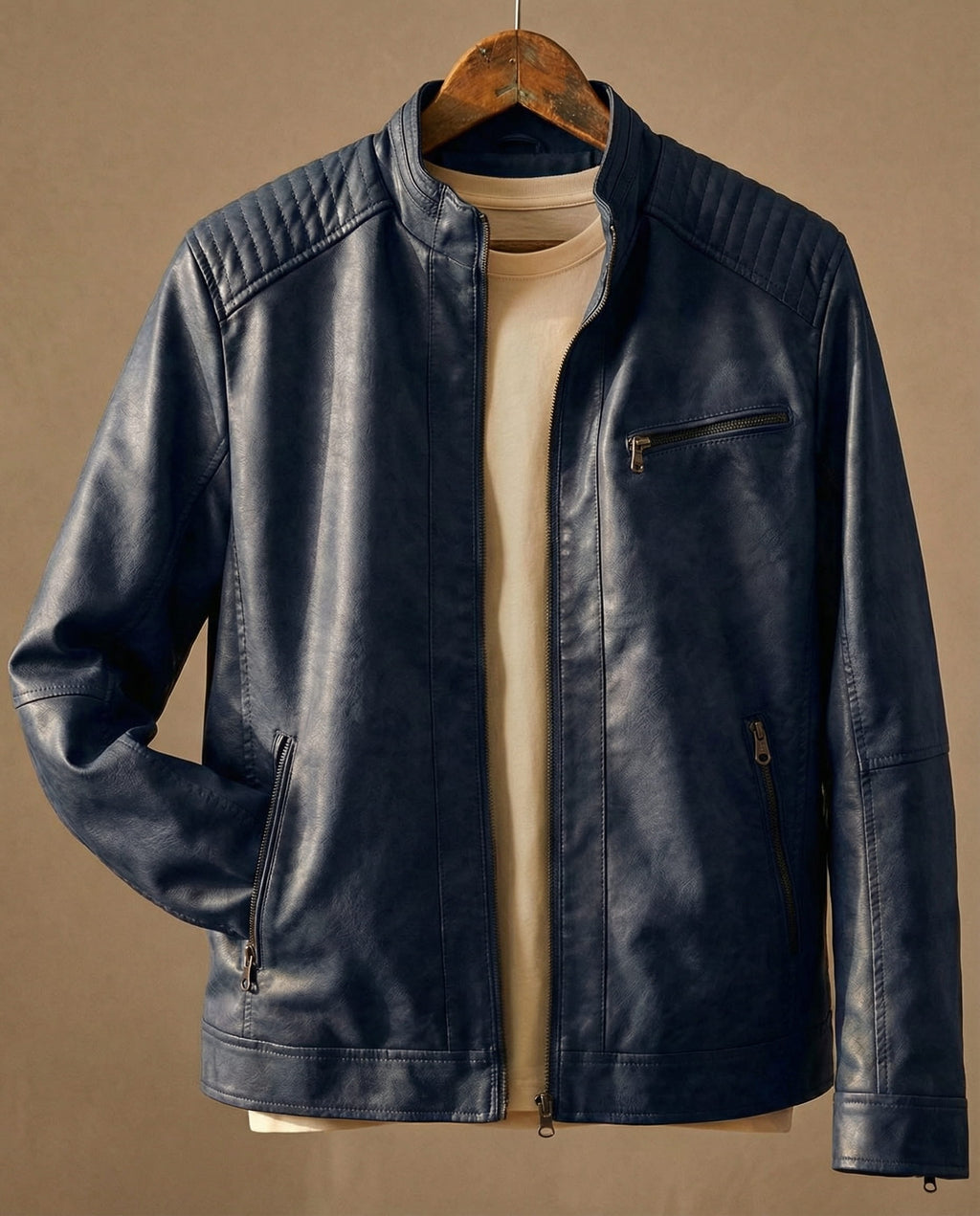 Men's Casual Jacket with Quilted Accents and Zip Closure - 4 - Stylewhipped