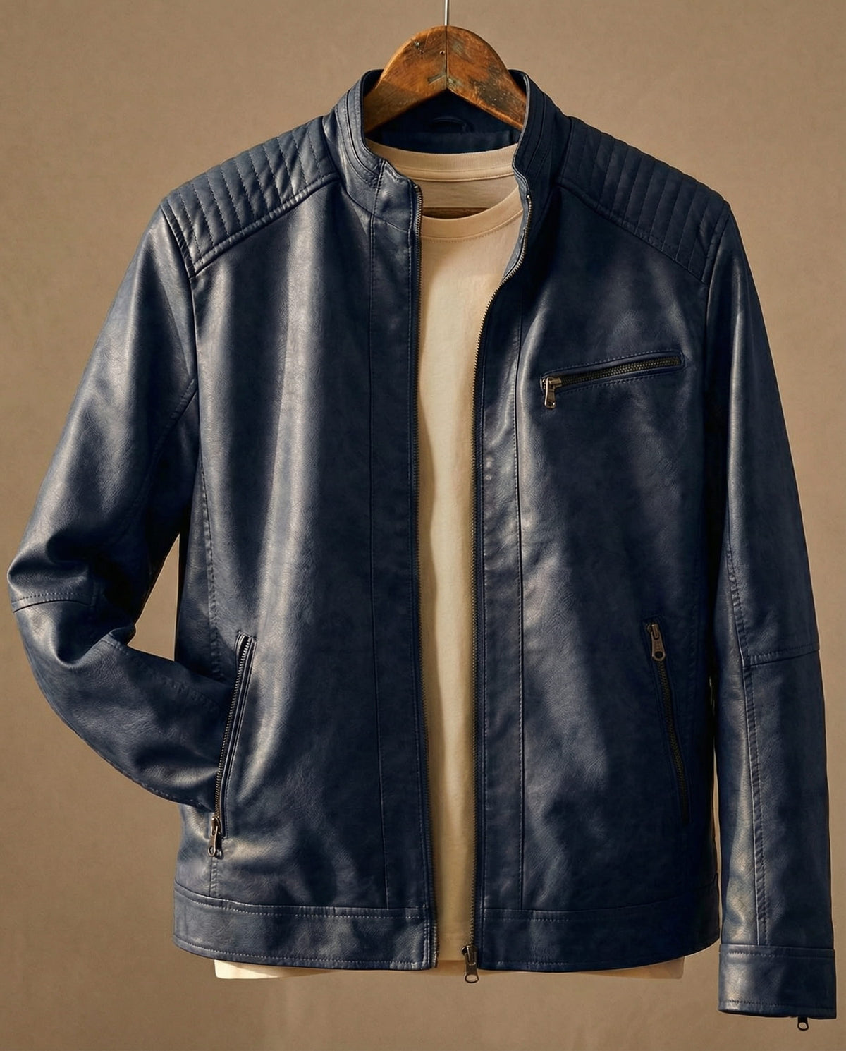 Men's Casual Jacket with Quilted Accents and Zip Closure - 4 - Stylewhipped