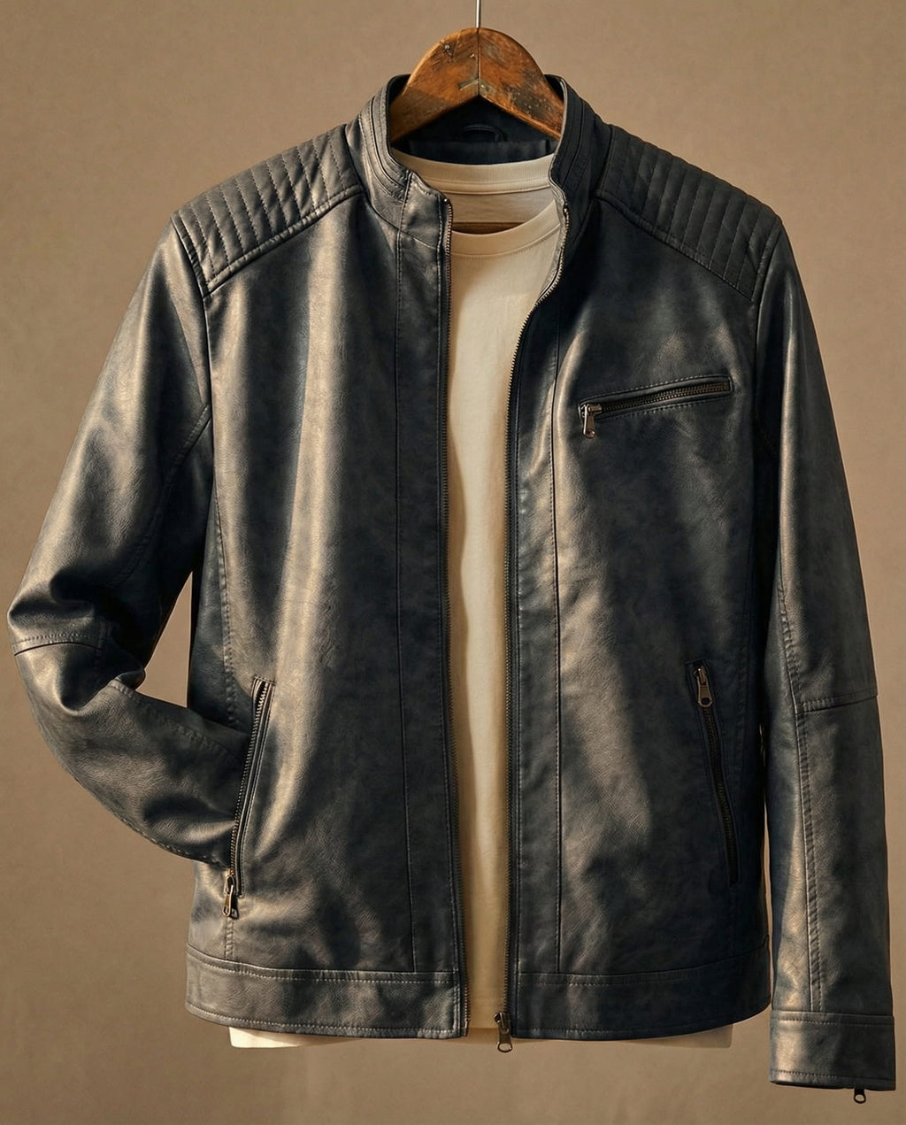 Men's Casual Jacket with Quilted Accents and Zip Closure - 5 - Stylewhipped