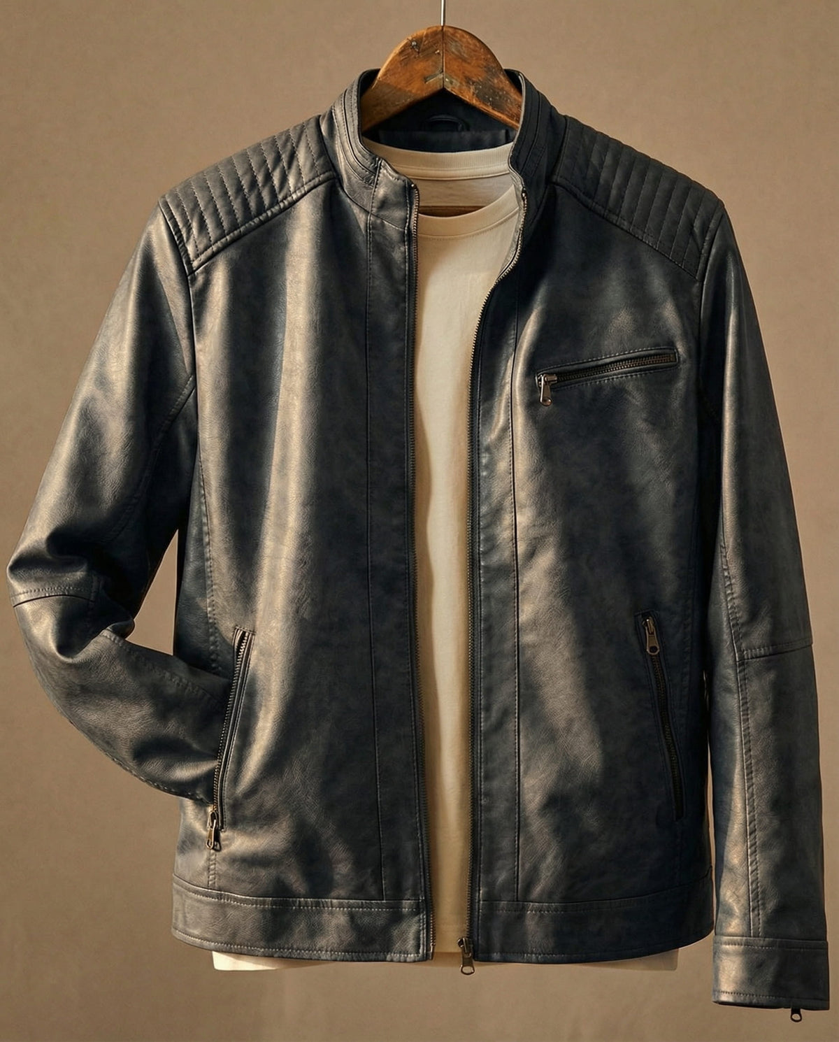 Men's Casual Jacket with Quilted Accents and Zip Closure - 5 - Stylewhipped