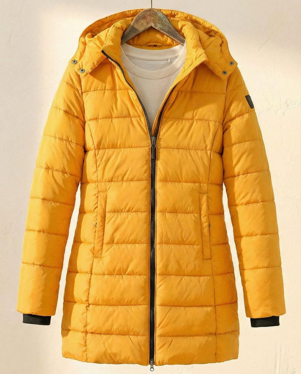 Puffer Jacket Women's Longline Zip-Up with Hood - 1 - Stylewhipped