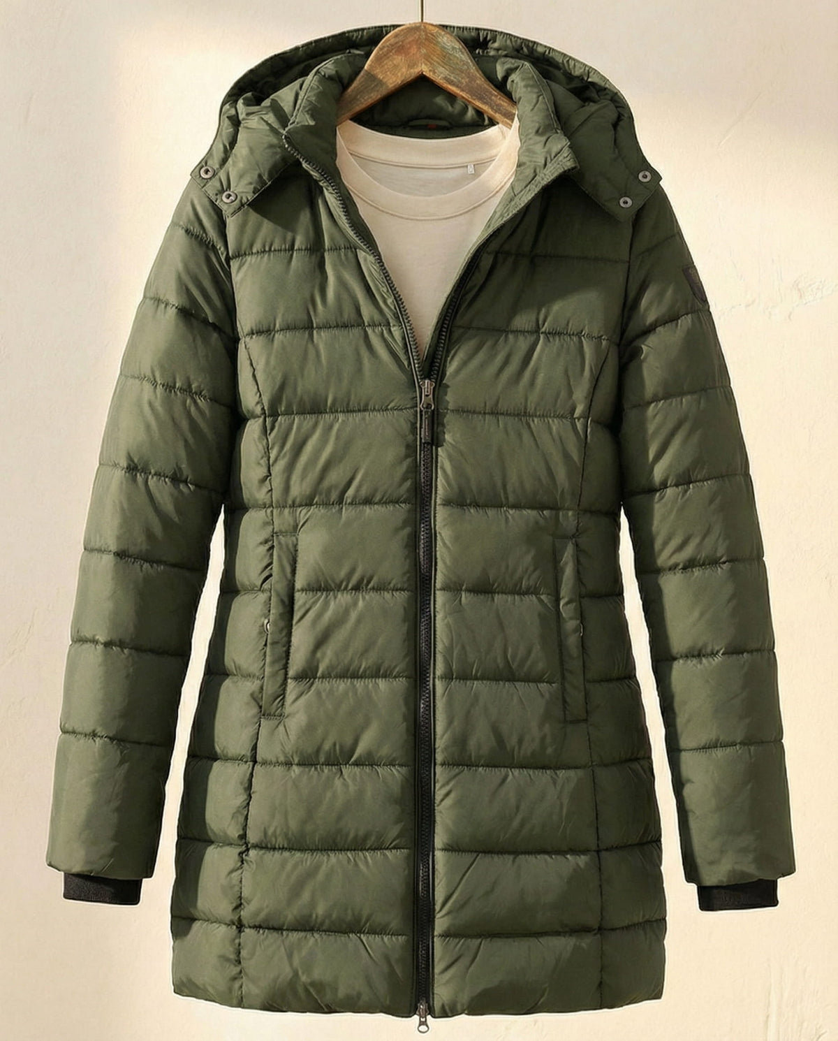 Puffer Jacket Women's Longline Zip-Up with Hood - 3 - Stylewhipped