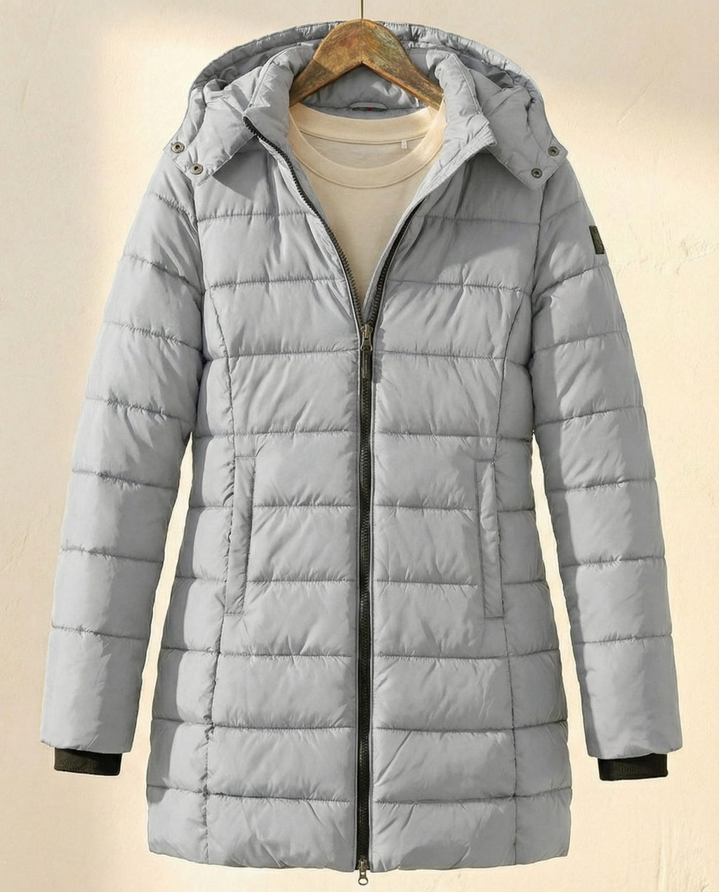 Puffer Jacket Women's Longline Zip-Up with Hood - 4 - Stylewhipped