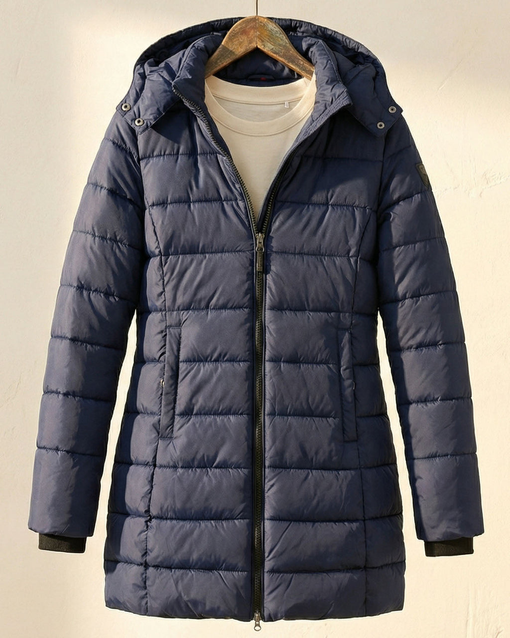 Puffer Jacket Women's Longline Zip-Up with Hood - 5 - Stylewhipped