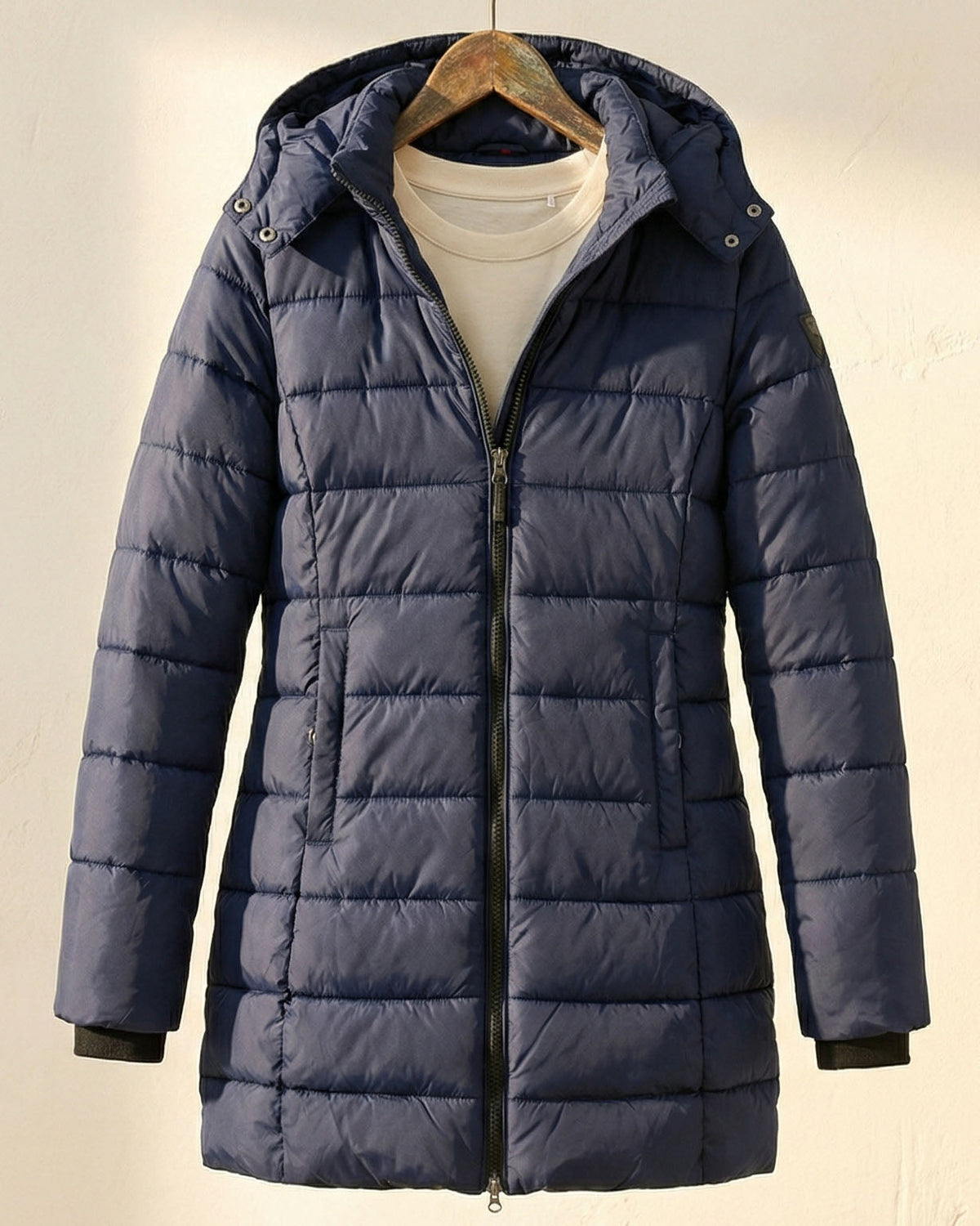 Puffer Jacket Women's Longline Zip-Up with Hood - 5 - Stylewhipped