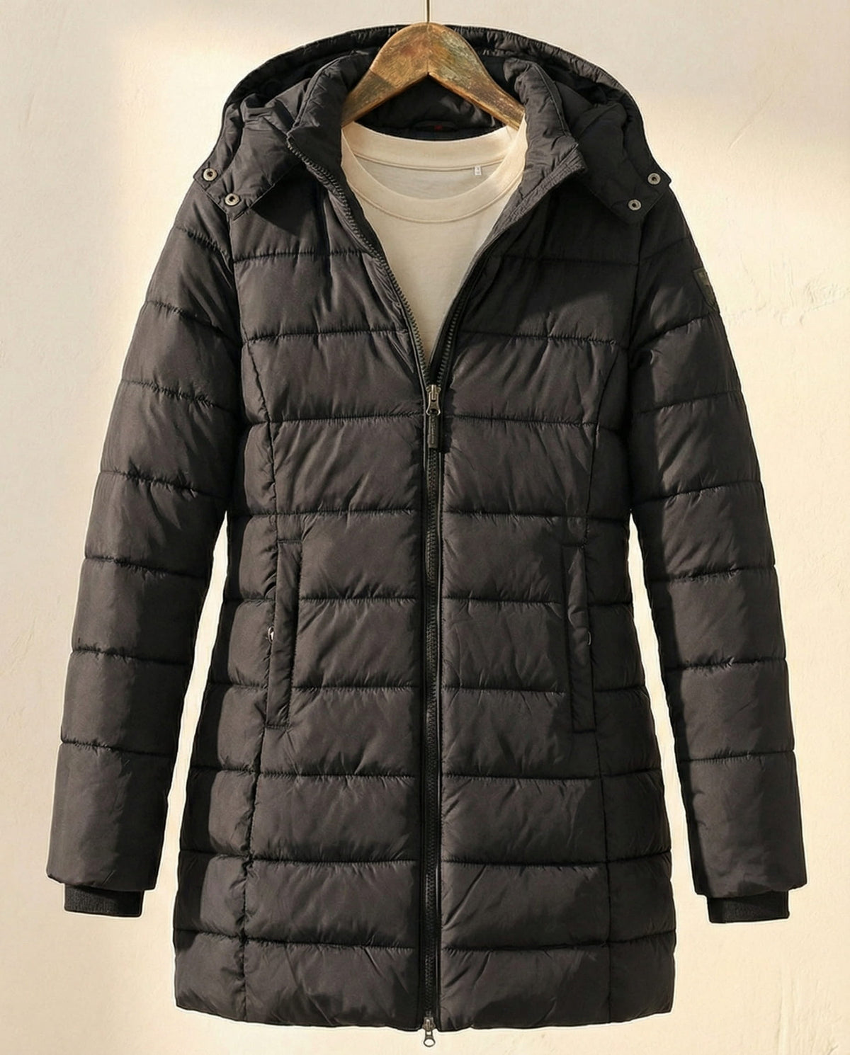 Puffer Jacket Women's Longline Zip-Up with Hood - 6 - Stylewhipped
