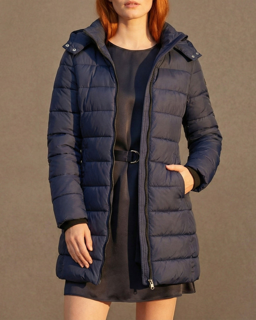 Puffer Jacket Women's Longline Zip-Up with Hood - 10 - Stylewhipped