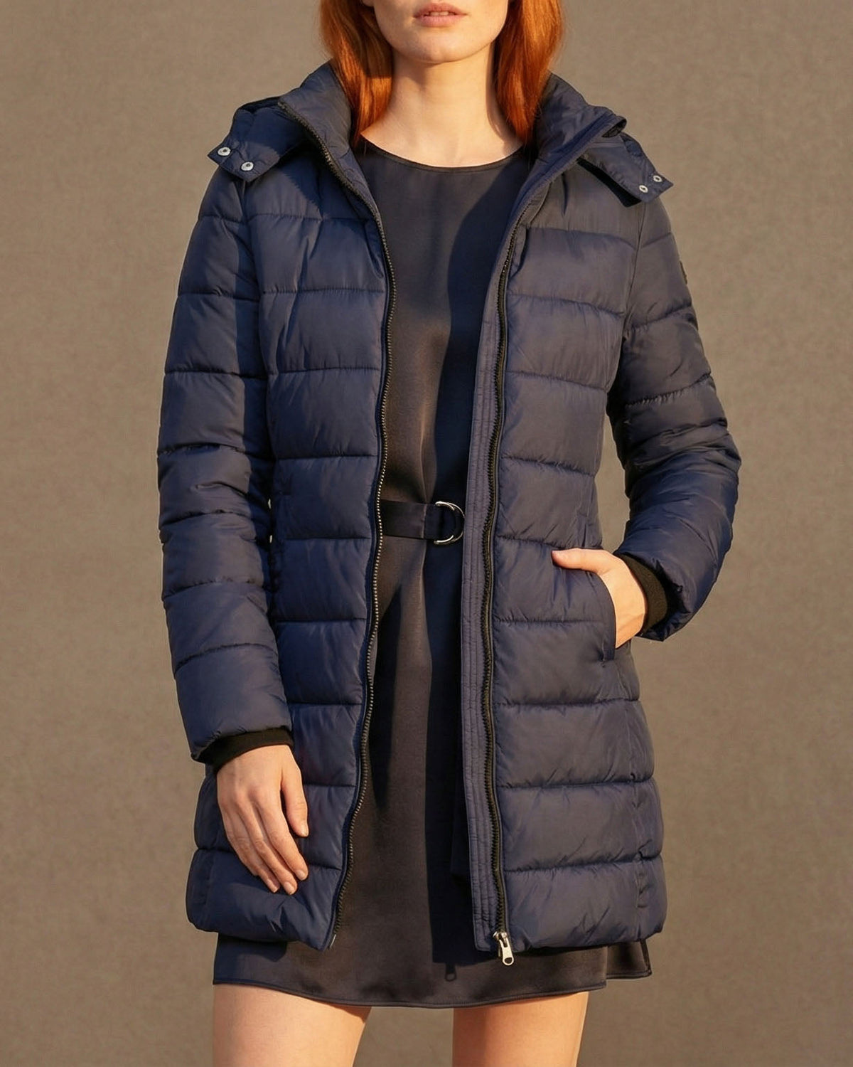 Puffer Jacket Women's Longline Zip-Up with Hood - 10 - Stylewhipped