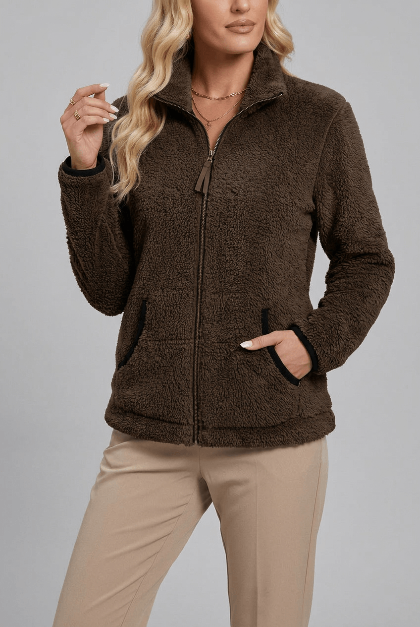 Women's Zip-Up Jacket with Stylish Stand Collar and Pockets - 4 - Stylewhipped