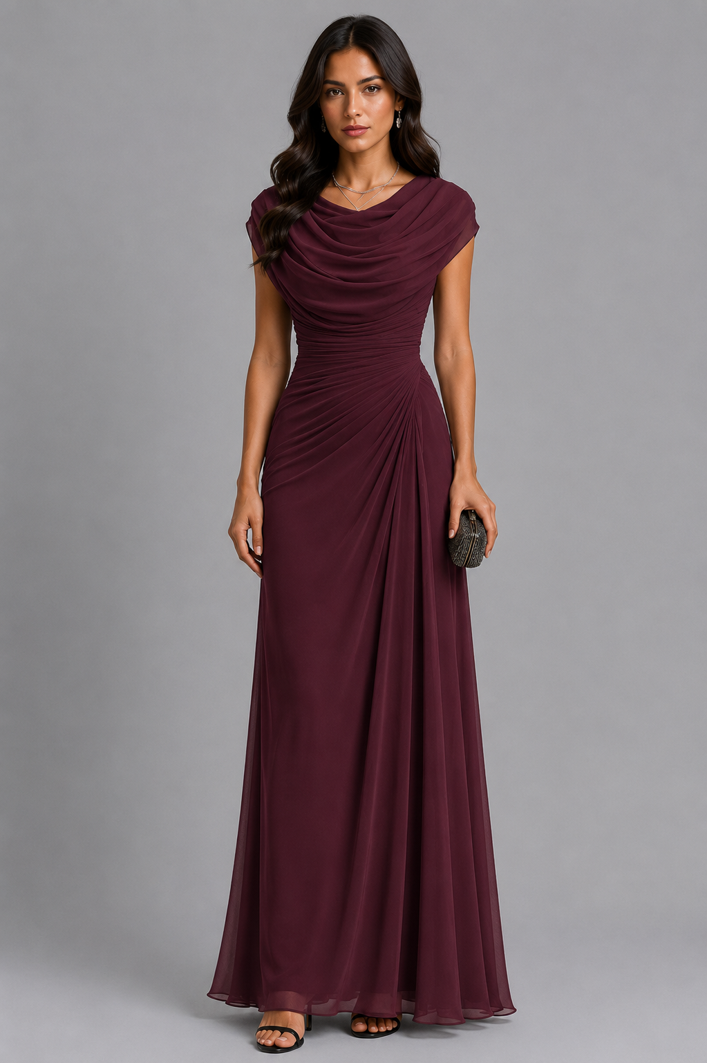 Evening Dress for Women with Draped Neckline and Flattering Fit - 7 - Stylewhipped