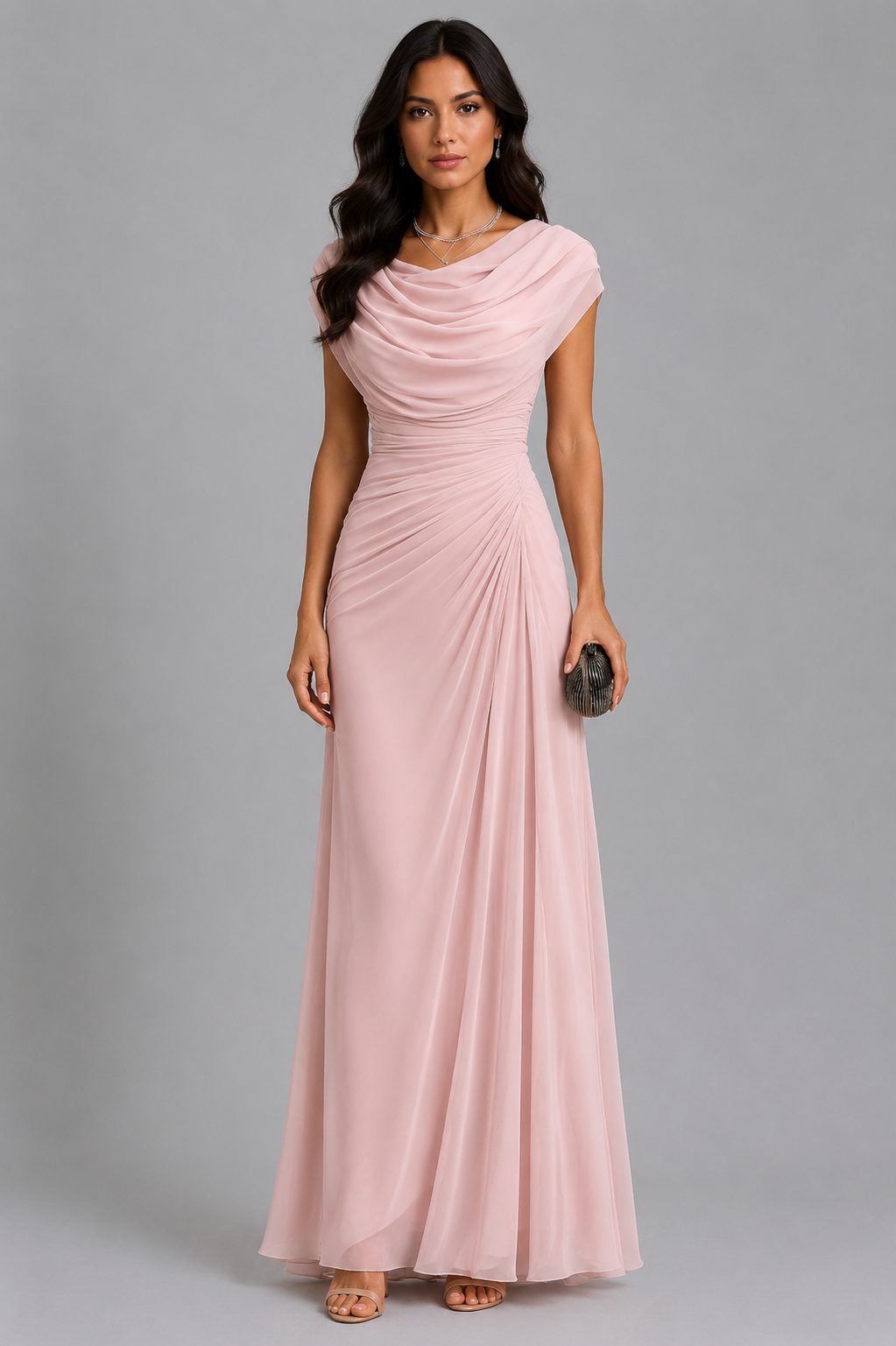 Evening Dress for Women with Draped Neckline and Flattering Fit - 8 - Stylewhipped