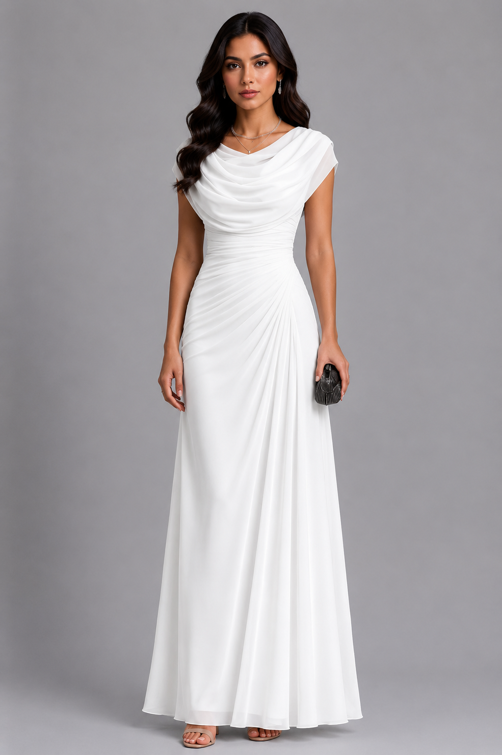 Evening Dress for Women with Draped Neckline and Flattering Fit - 9 - Stylewhipped