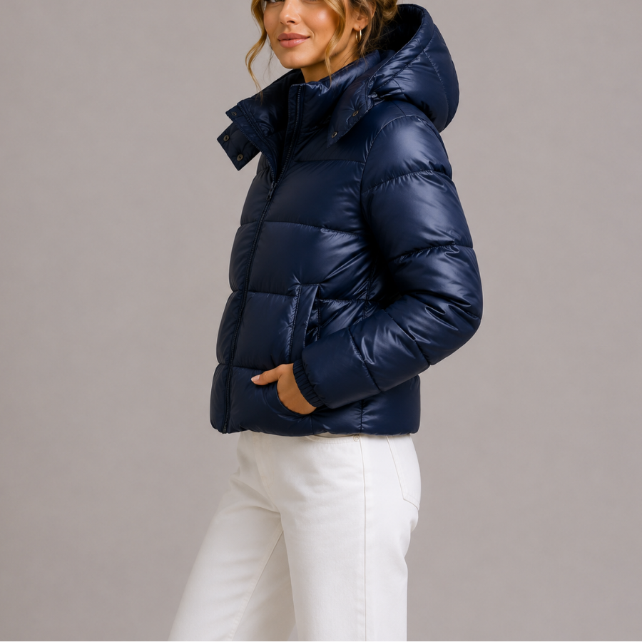 Puffer Jacket Women's Short Fit with Hood and Zip Front - 7 - Stylewhipped