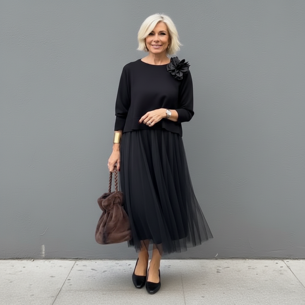 Midi Dress Women Flared Silhouette with Elegant Floral Detail - 3 - Stylewhipped