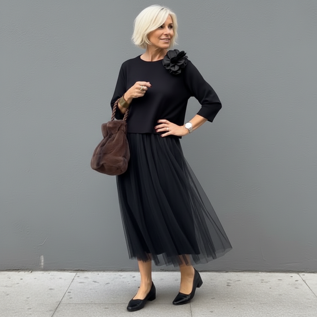 Midi Dress Women Flared Silhouette with Elegant Floral Detail - 4 - Stylewhipped
