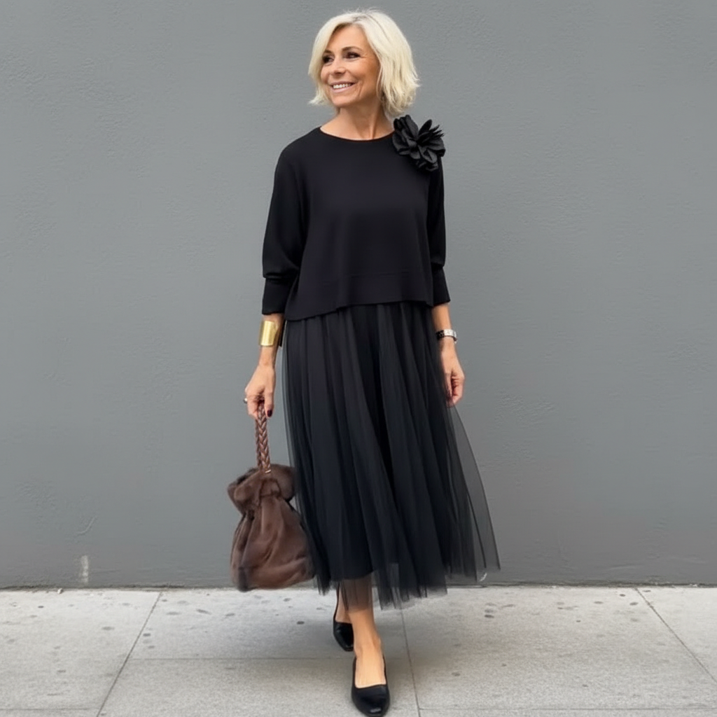 Midi Dress Women Flared Silhouette with Elegant Floral Detail - 11 - Stylewhipped