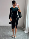 Evening Dress Women's Fitted Silhouette with Fringe Detail - 1 - Stylewhipped