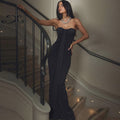 Maxi Dress for Women with Strapless Heart Neckline and Ruching Detail - 1 - Stylewhipped