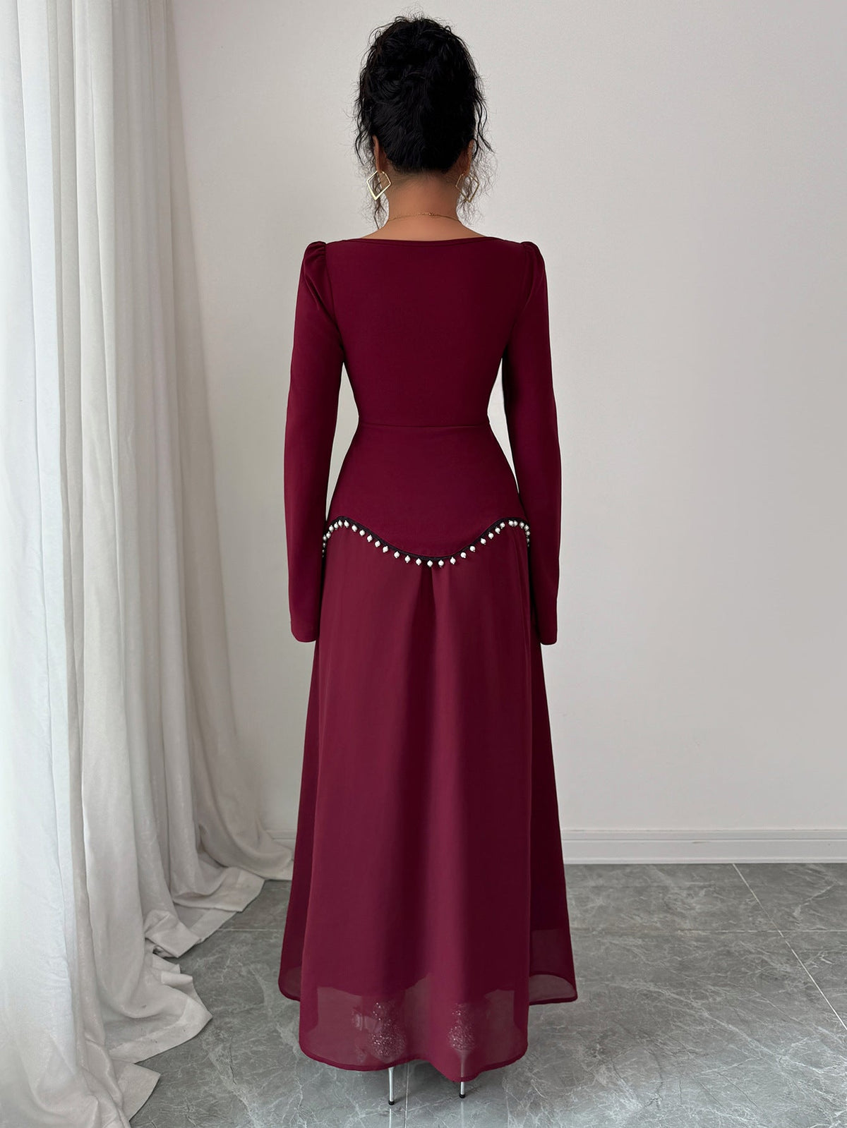 Maxi Dress Women with Square Neck and Flared Hem - 5 - Stylewhipped