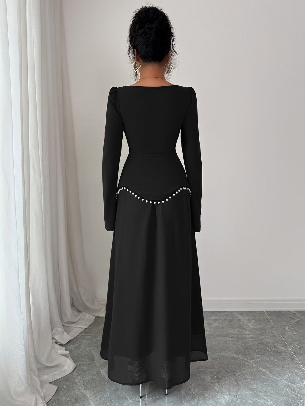 Maxi Dress Women with Square Neck and Flared Hem - 11 - Stylewhipped
