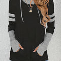 Hoodie Women Long Sleeve with Sporty Stripe Accents - 1 - Stylewhipped