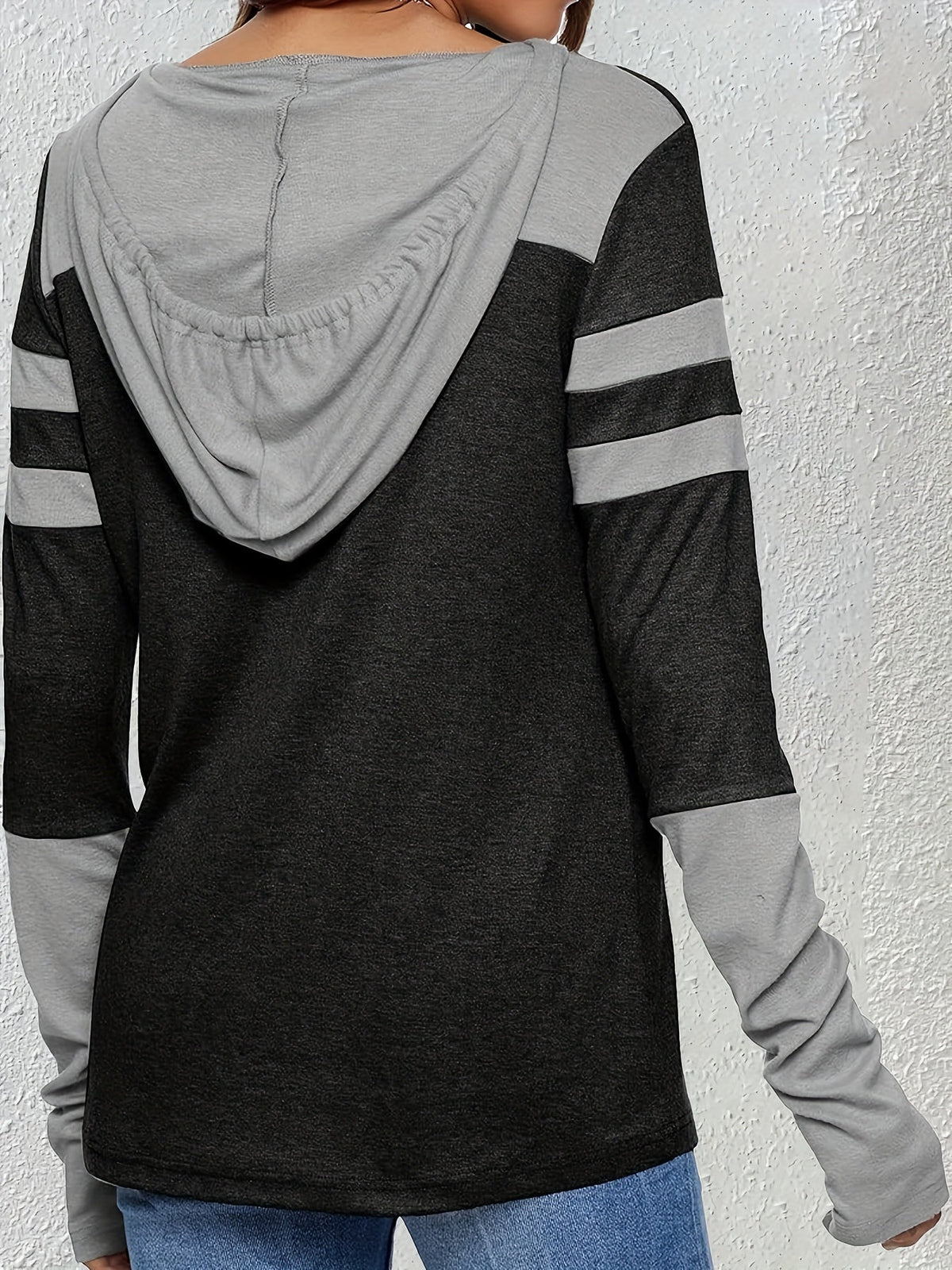 Hoodie Women Long Sleeve with Sporty Stripe Accents - 3 - Stylewhipped