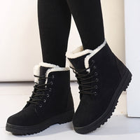 Lace-Up Ankle Boots Women's with Faux Fur Trim for Winter - 1 - Stylewhipped