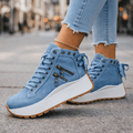 High-Top Sneakers Women with Side Zipper and Chunky Sole - 1 - Stylewhipped