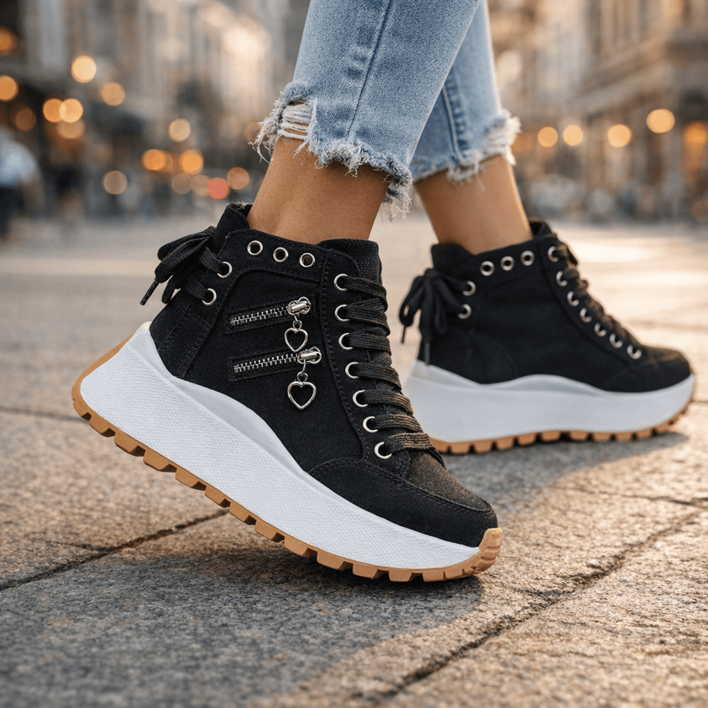 High-Top Sneakers Women with Side Zipper and Chunky Sole - 3 - Stylewhipped