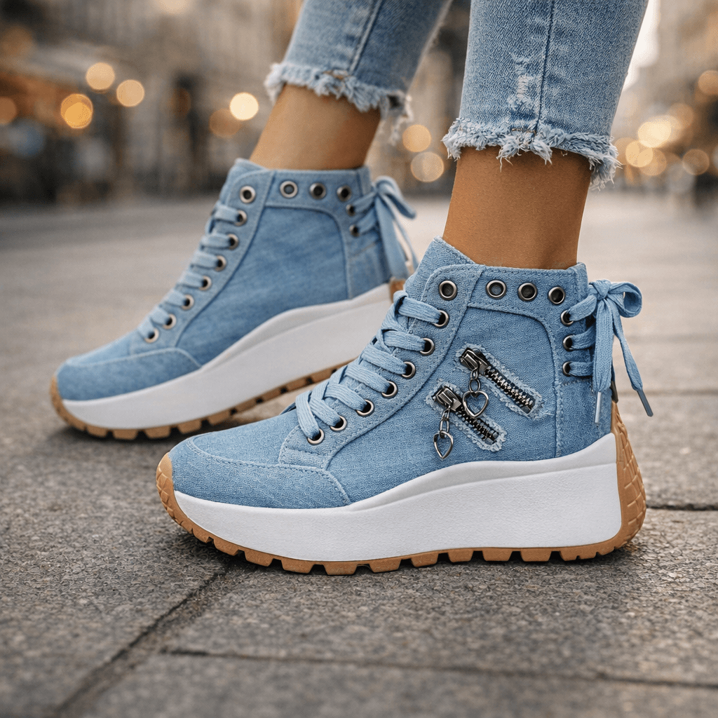 High-Top Sneakers Women with Side Zipper and Chunky Sole - 5 - Stylewhipped