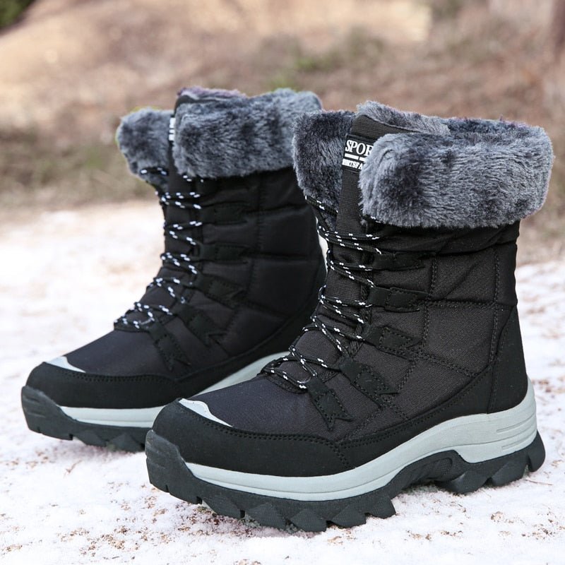 Winter Boots for Women with Laced Design and Fur Lining - 3 - Stylewhipped