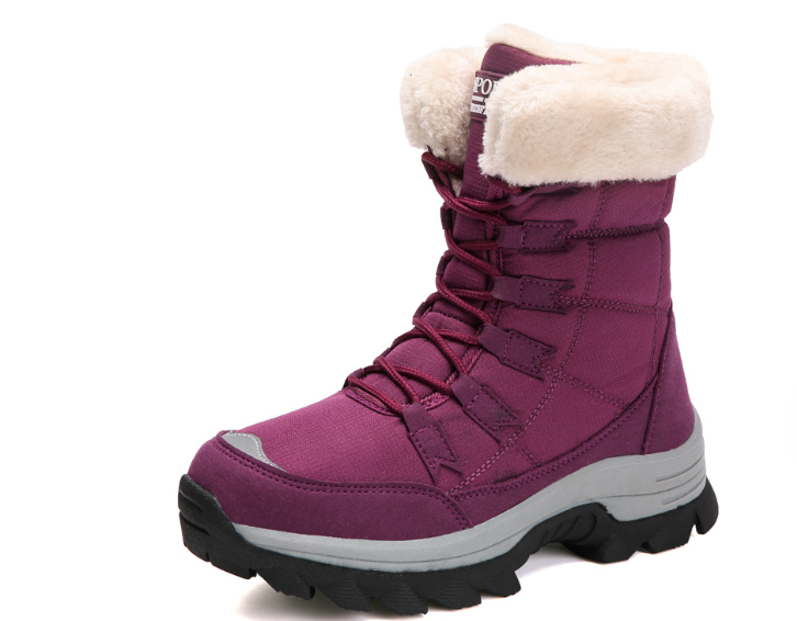Winter Boots for Women with Laced Design and Fur Lining - 4 - Stylewhipped