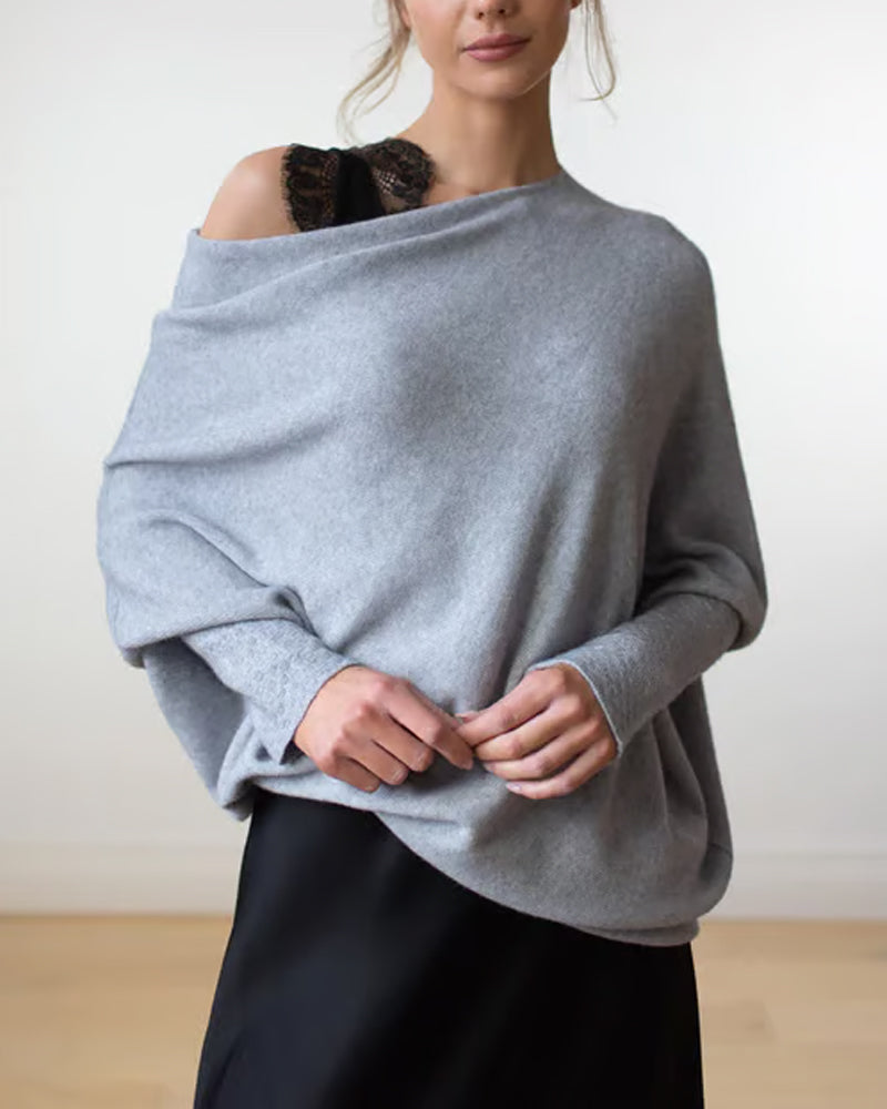 Oversized Off-Shoulder Women's Sweater with Relaxed Fit - 6 - Stylewhipped