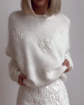 Floral Design Women's Pullover with Relaxed Fit and Long Sleeves - 1 - Stylewhipped