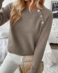 Chic Women's Pullover with Stylish Raglan Sleeves and Button Accents - 1 - Stylewhipped