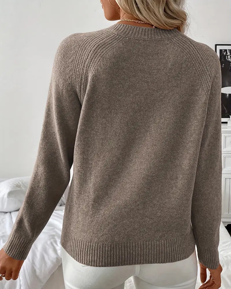Chic Women's Pullover with Stylish Raglan Sleeves and Button Accents - 3 - Stylewhipped