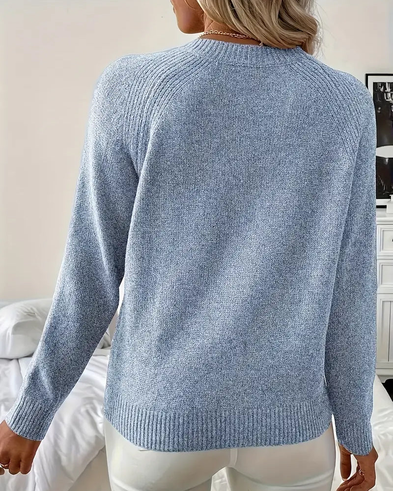 Chic Women's Pullover with Stylish Raglan Sleeves and Button Accents - 12 - Stylewhipped