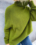 Pullover Women’s Relaxed Fit High Neck Sweater in Bright Green - 4 - Stylewhipped