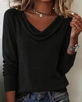 Cowl Neck Women's Pullover with Long Sleeves - 1 - Stylewhipped
