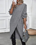 Women's Long Sleeve Midi Dress with Elegant Wrap Design - 1 - Stylewhipped
