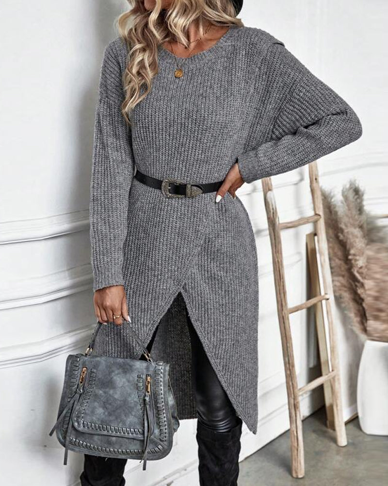 Women's Long Sleeve Midi Dress with Elegant Wrap Design - 4 - Stylewhipped