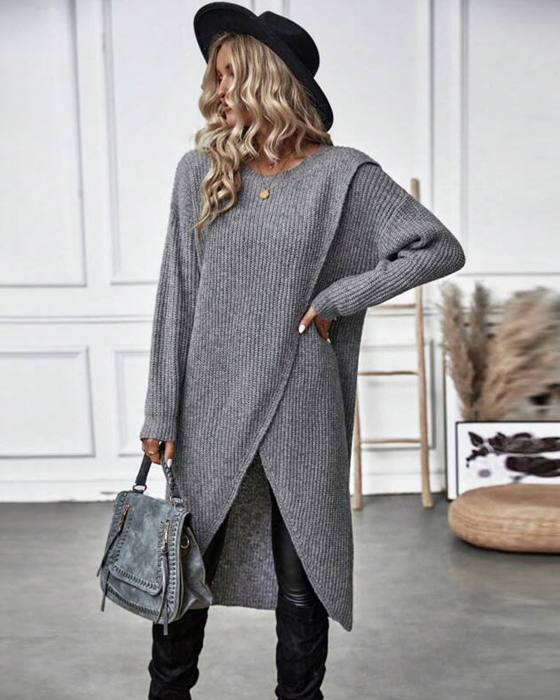 Women's Long Sleeve Midi Dress with Elegant Wrap Design - 5 - Stylewhipped