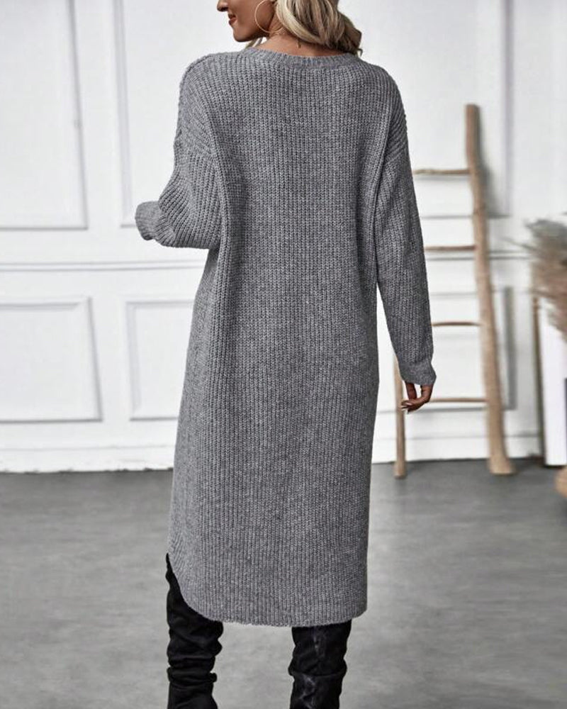 Women's Long Sleeve Midi Dress with Elegant Wrap Design - 6 - Stylewhipped