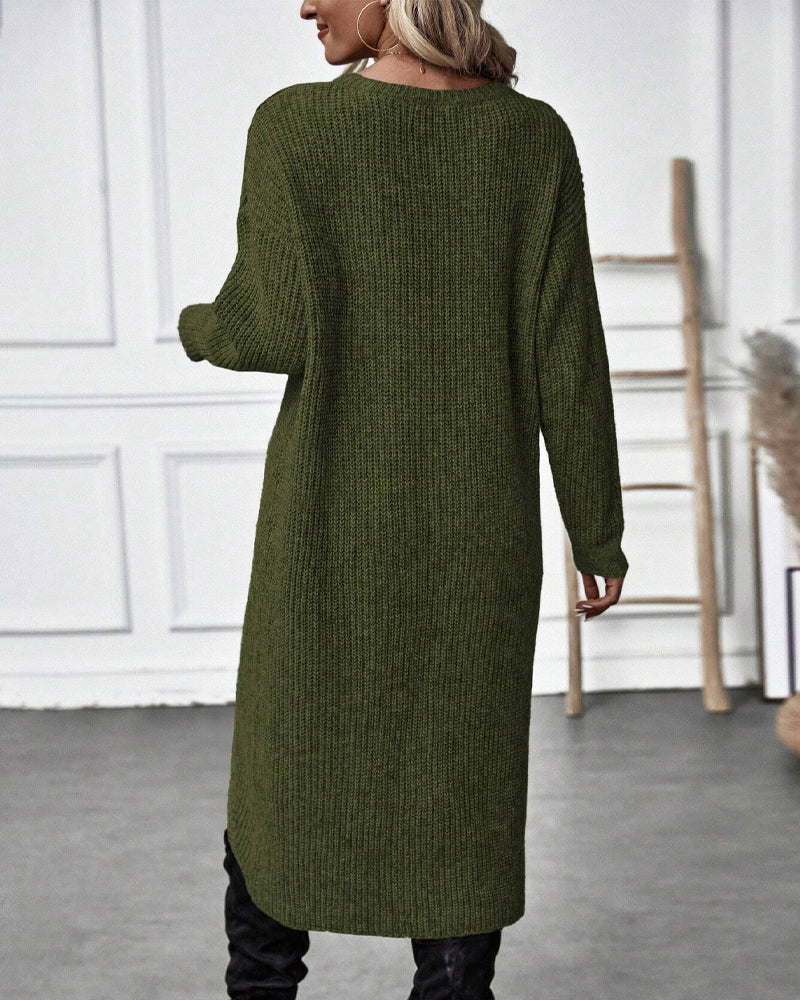 Women's Long Sleeve Midi Dress with Elegant Wrap Design - 8 - Stylewhipped