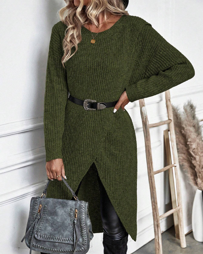 Women's Long Sleeve Midi Dress with Elegant Wrap Design - 9 - Stylewhipped