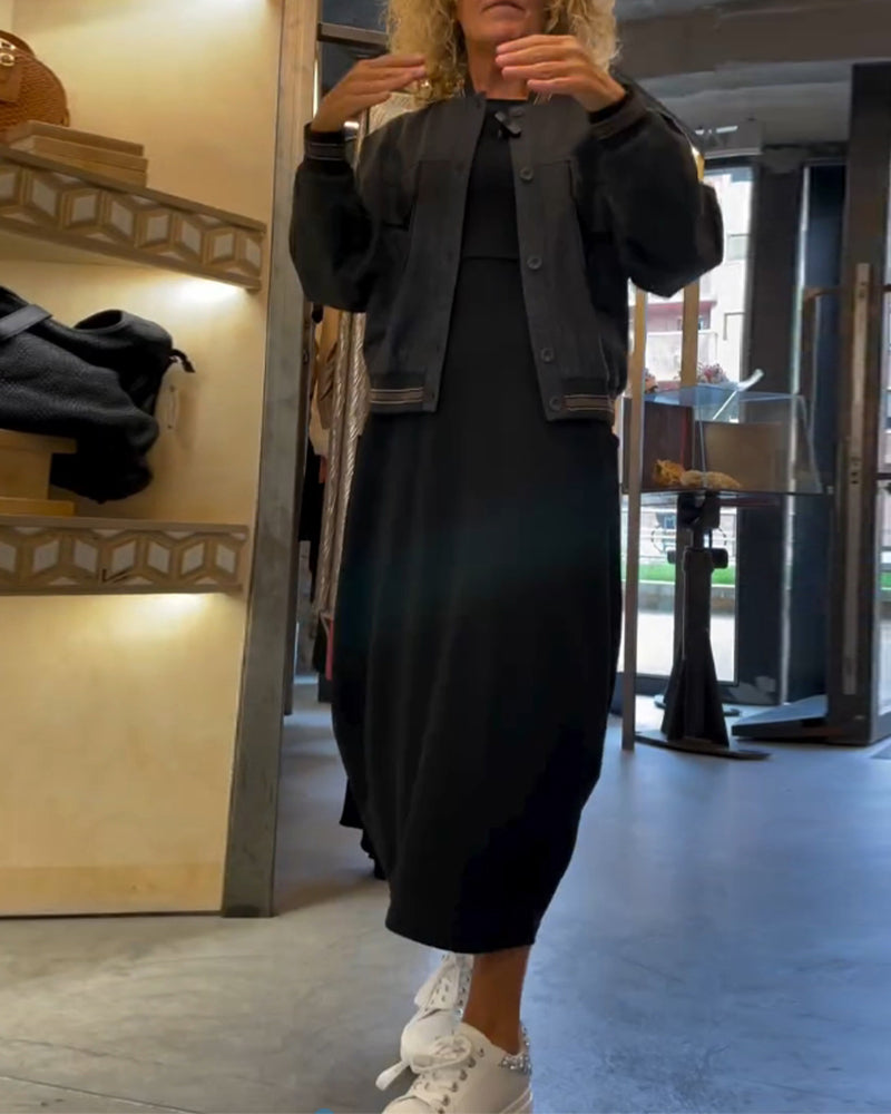 Maxi Dress for Women with Long Sleeves and Round Neck Design - 3 - Stylewhipped