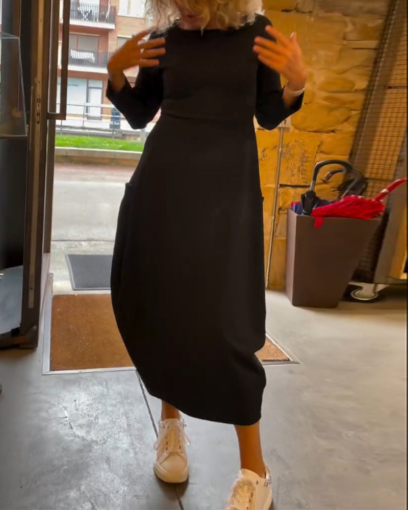 Maxi Dress for Women with Long Sleeves and Round Neck Design - 4 - Stylewhipped